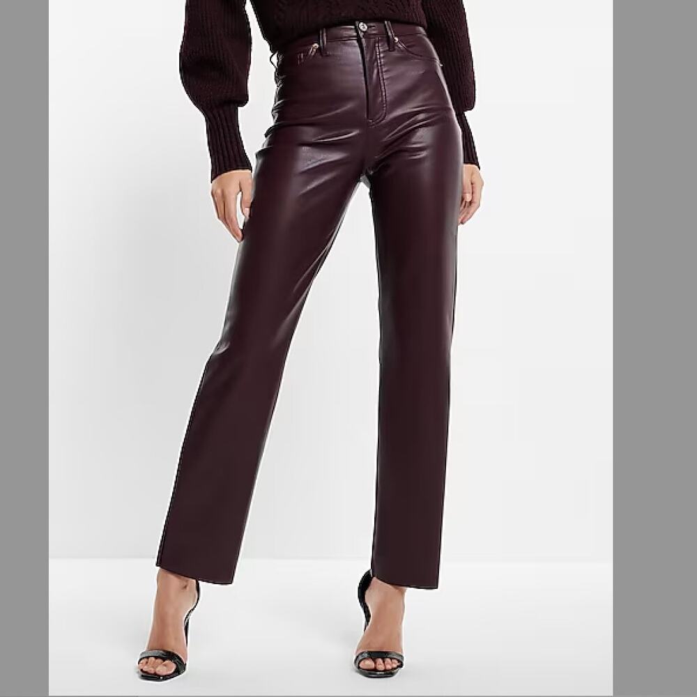 Express Super High Waisted Faux Leather Straight Leg Pants